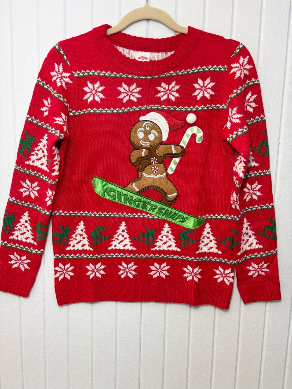 Holiday Time Ginger Bread Christmas Sweater Size L (10-12) Boy or Girl NEW